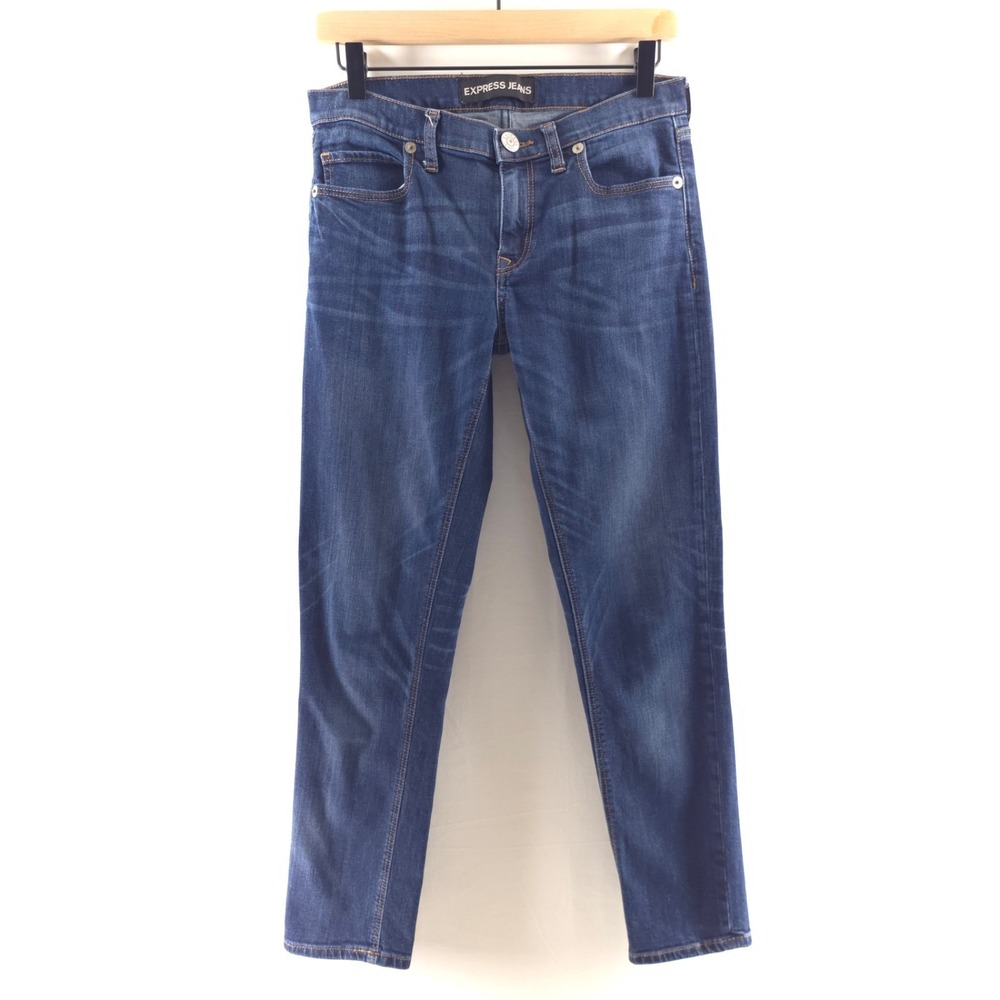 Express Womens Jeans Girlfriend Size 2 Medium Wash Blue Slim Tapered Denim
